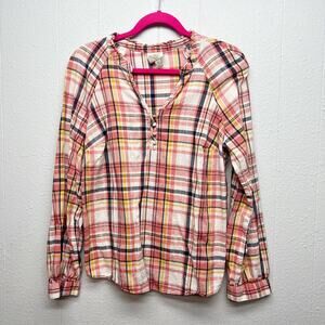 St.John's Bay Western Rodeo Coastal Cowgirl Breathable Womens Plaid Shirt Small